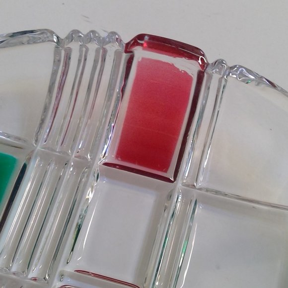 Walther Glas Red + Green Plaid Crystal Plate - Picture 4 of 16